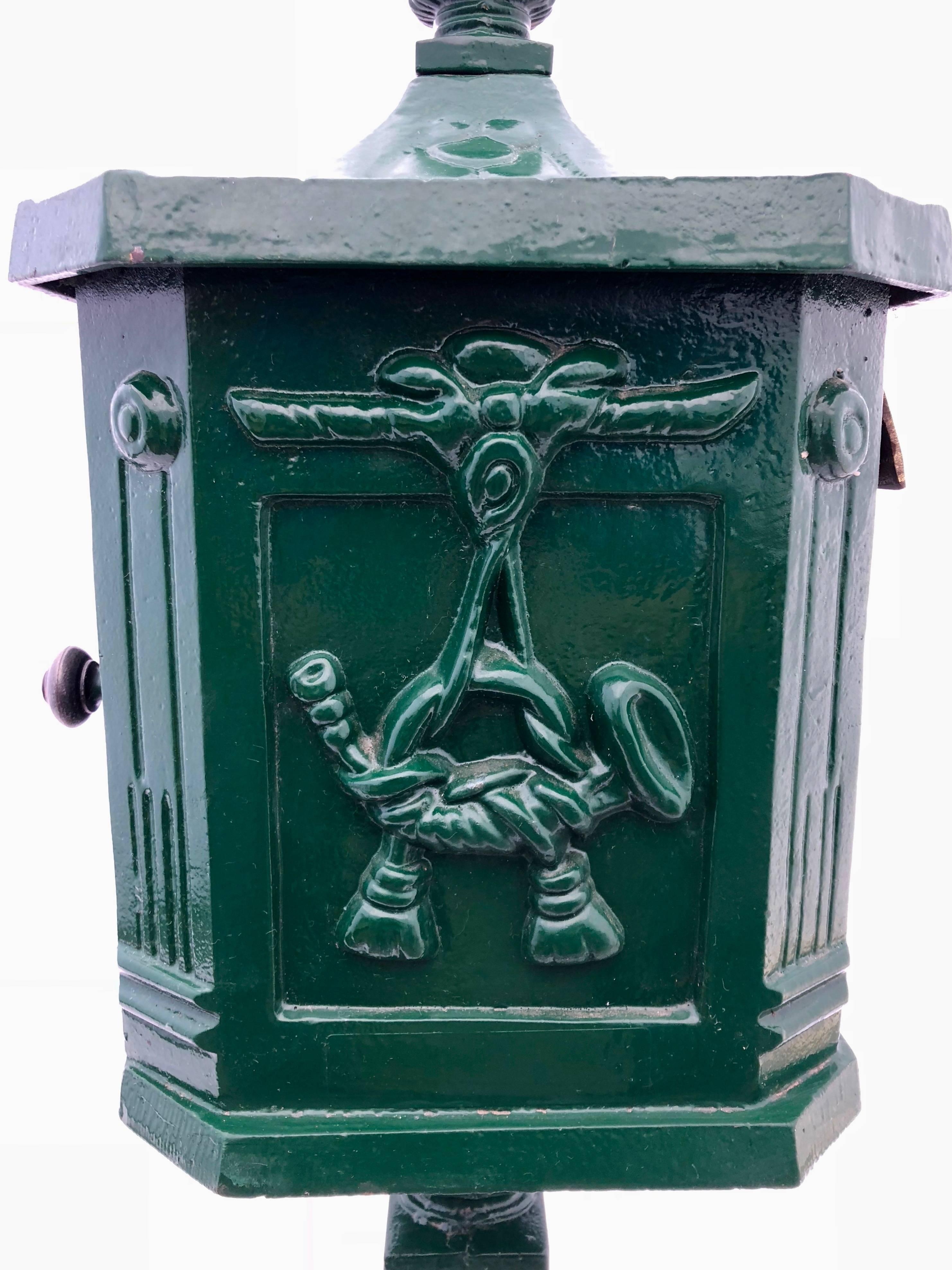 French Antique Cast Iron Standing Mailbox with Slot Marked 