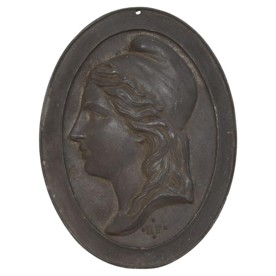 French Antique Cast Metal Plaque Depicting Marianne, Circa 1850-1900 For Sale