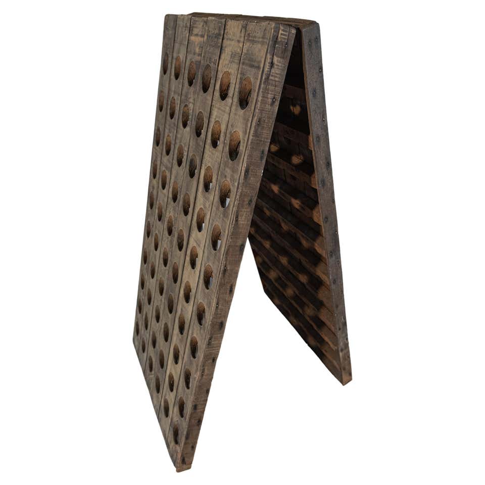 Antique Chateau Champagne Riddler, French, Oak, 120 Bottle, Wine Rack ...