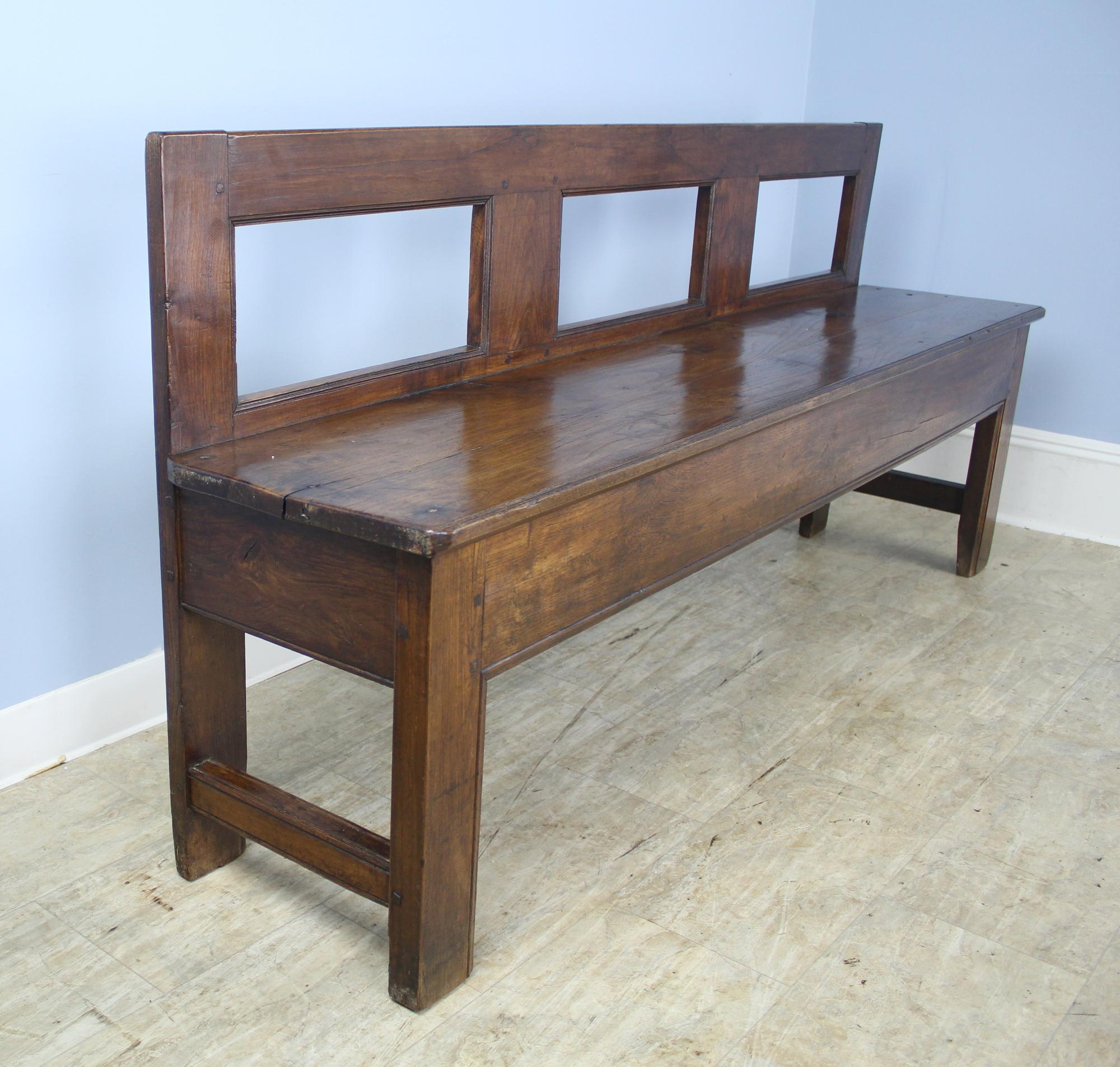 French Antique Chestnut Bench In Good Condition In Port Chester, NY