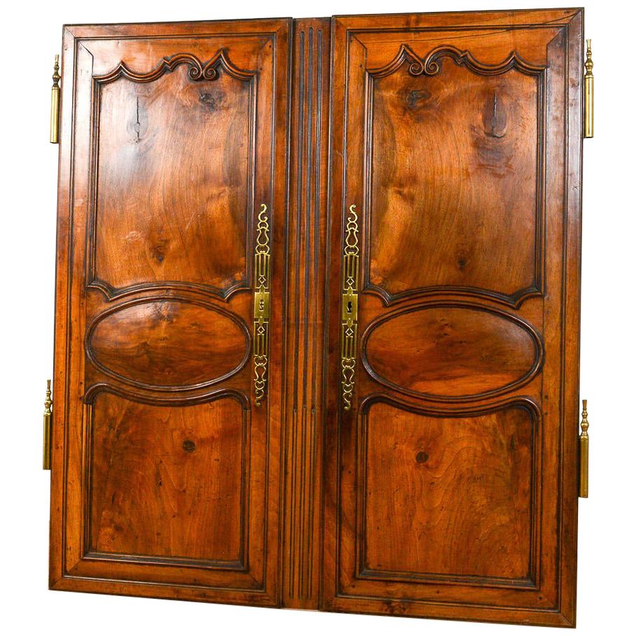 French Antique Chestnut Double Cupboard Doors, 20th Century For Sale