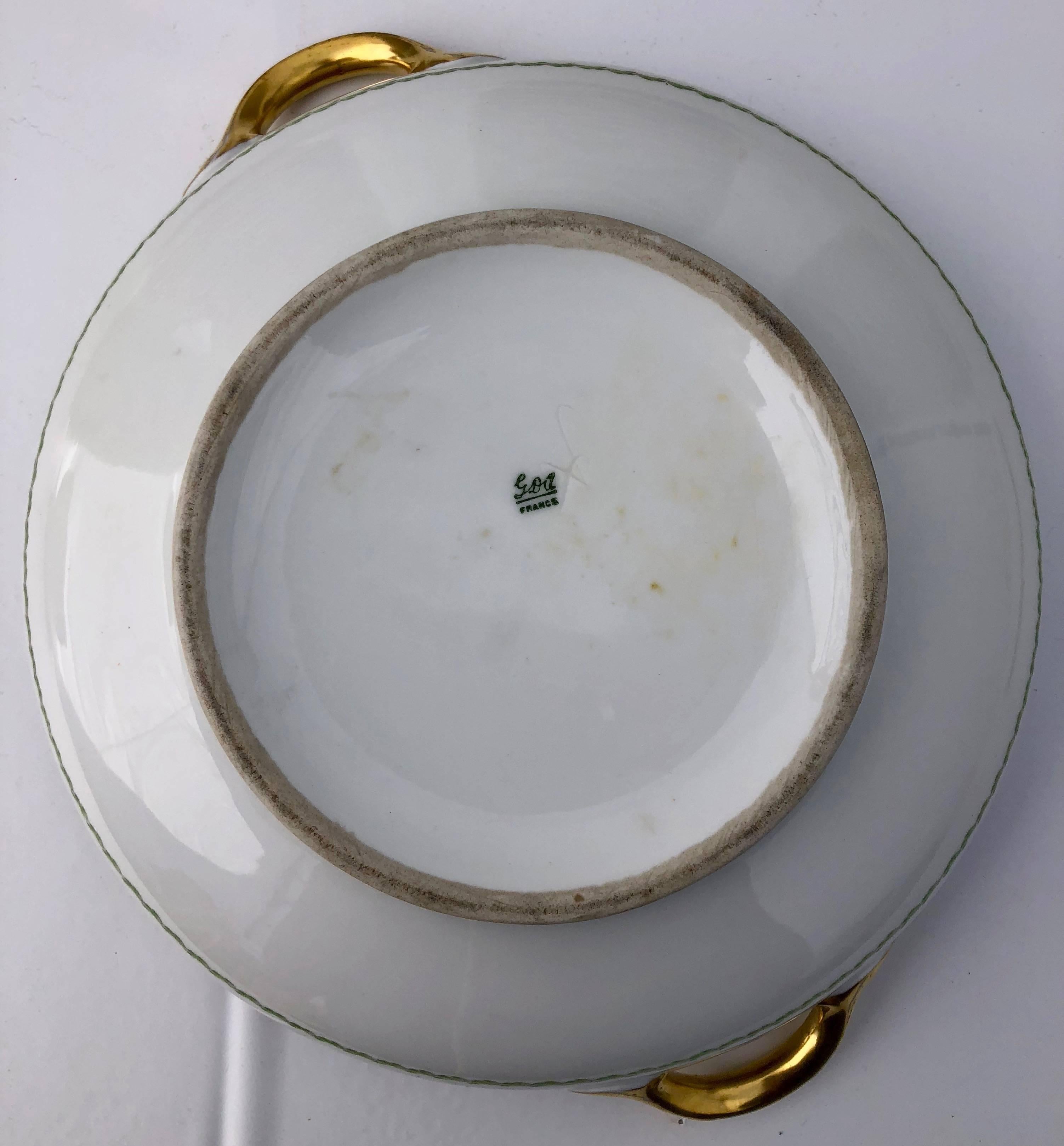 Porcelain French Antique China Set 94 Pieces, White with Gold Trim and Roses, Early 1900s For Sale