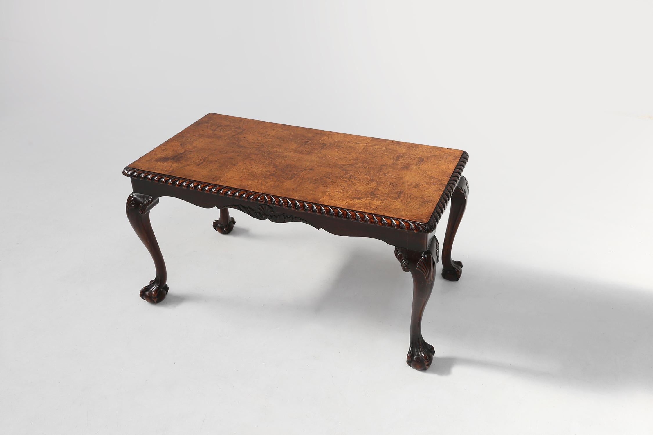 Wood French antique coffee table 19th century For Sale