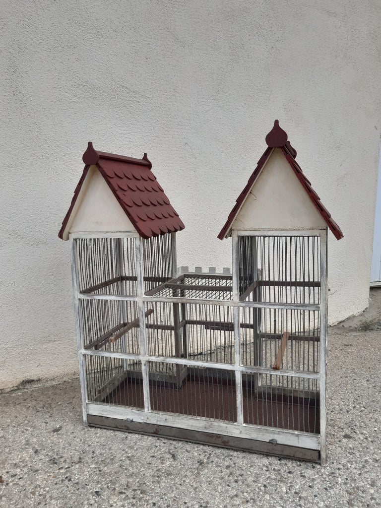 pretty iron birdcage with its original patina. French antiquity. very decorative with its real roof.