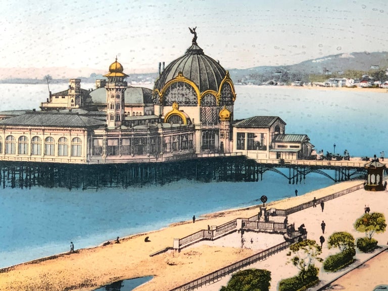 French Antique Colorized Photo of Nice Promenade Des Anglais, Palais De