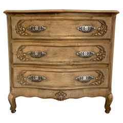 French Antique Commode Louis XV Style, Bleached in Walnut
