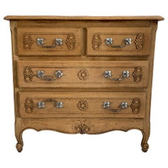 French Antique Commode Louis XV Style, Bleached, in Walnut