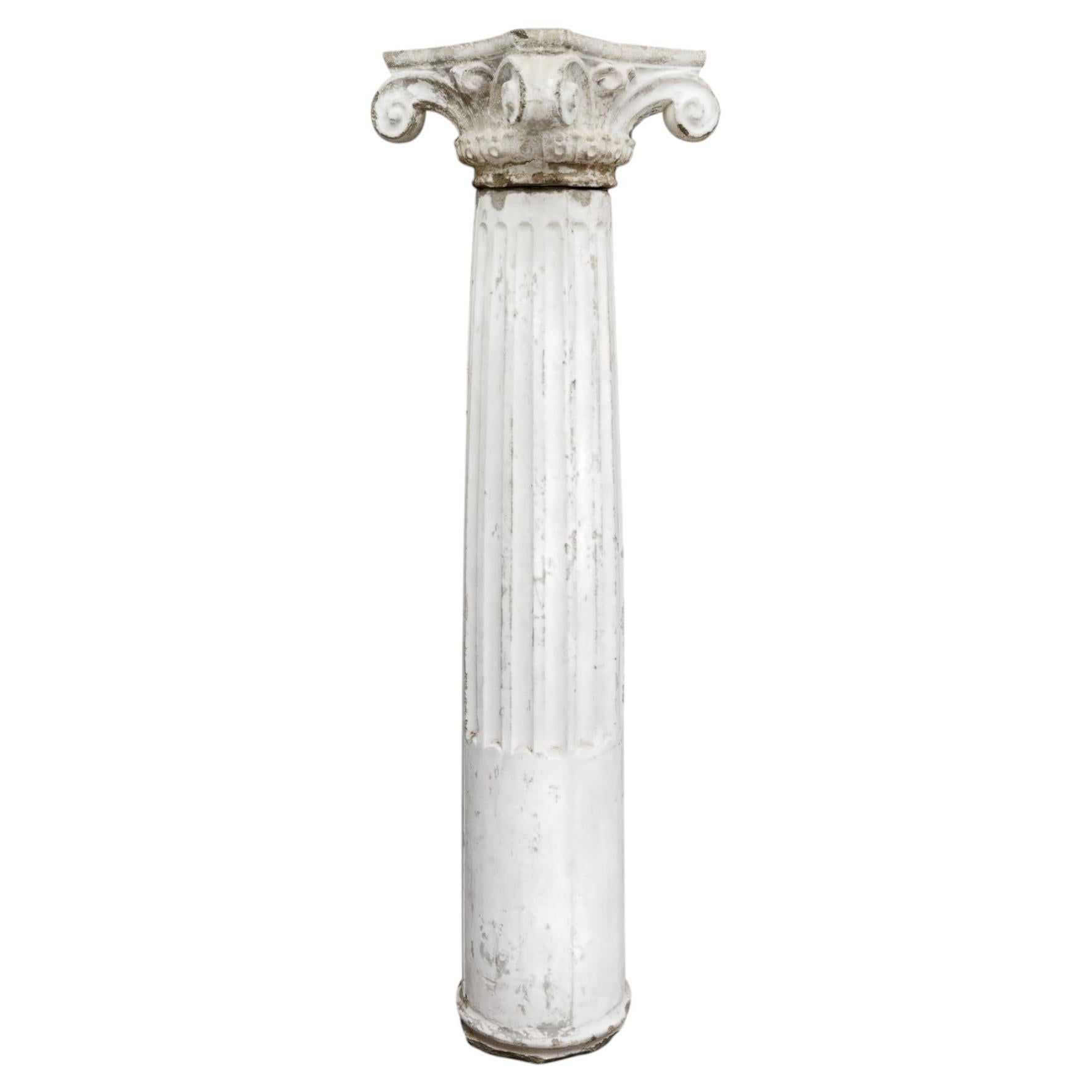 French Antique Concrete Ionic Column, Impressive, Circa 1920