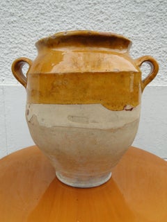 Antique French Confit Pot Yellow Redware Faience Yellowware Art Pottery  Francia