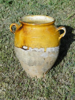 French Antique Confit Redware Faience Yellowware Art Pottery Pot