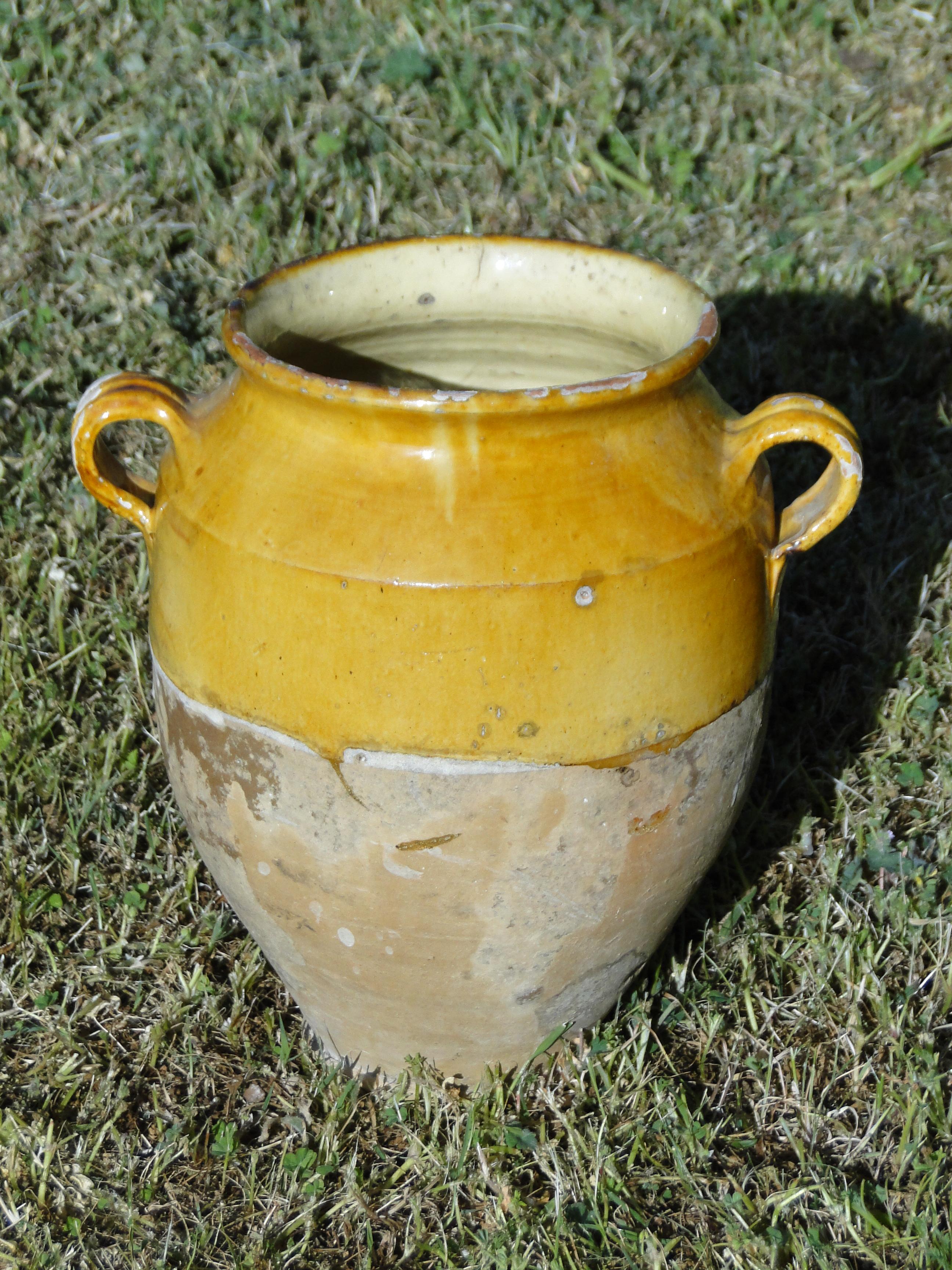Campaign French Antique Confit Redware Faience Yellowware Art Pottery Pot