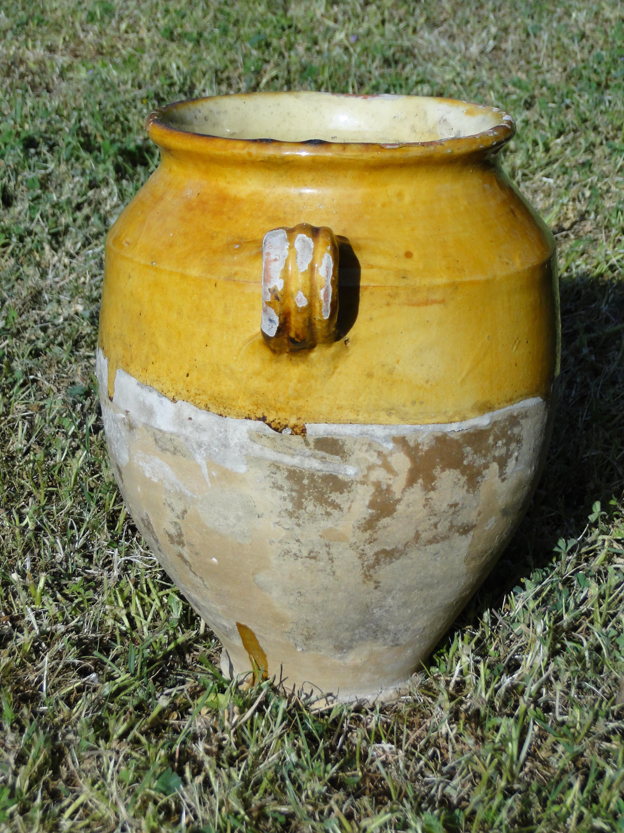 19th Century French Antique Confit Redware Faience Yellowware Art Pottery Pot
