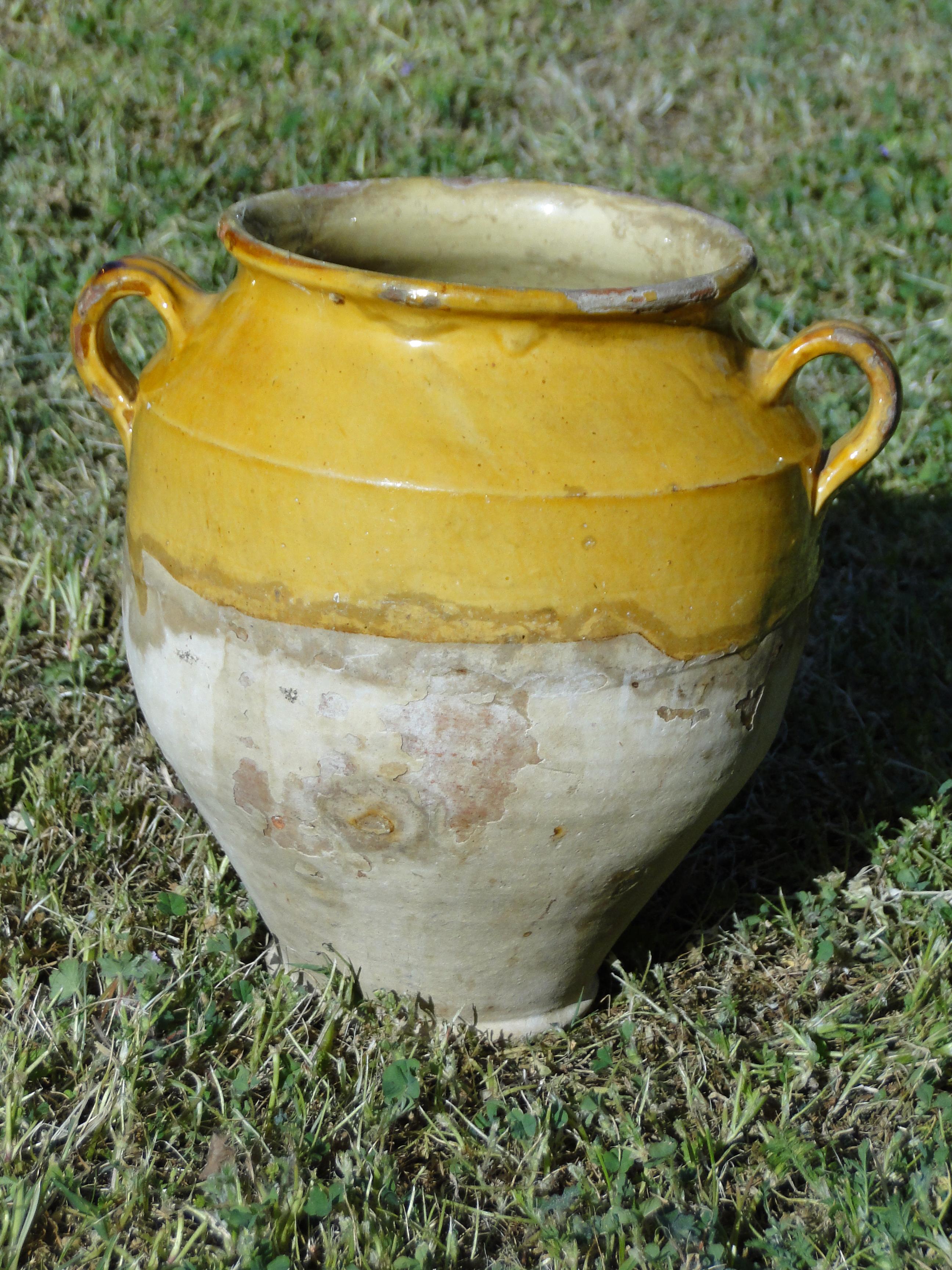 French Antique Confit Redware Faience Yellowware Art Pottery Pot 2