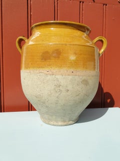 French Antique Confit Yellow Redware Faience Yellowware Art Pottery Pot France