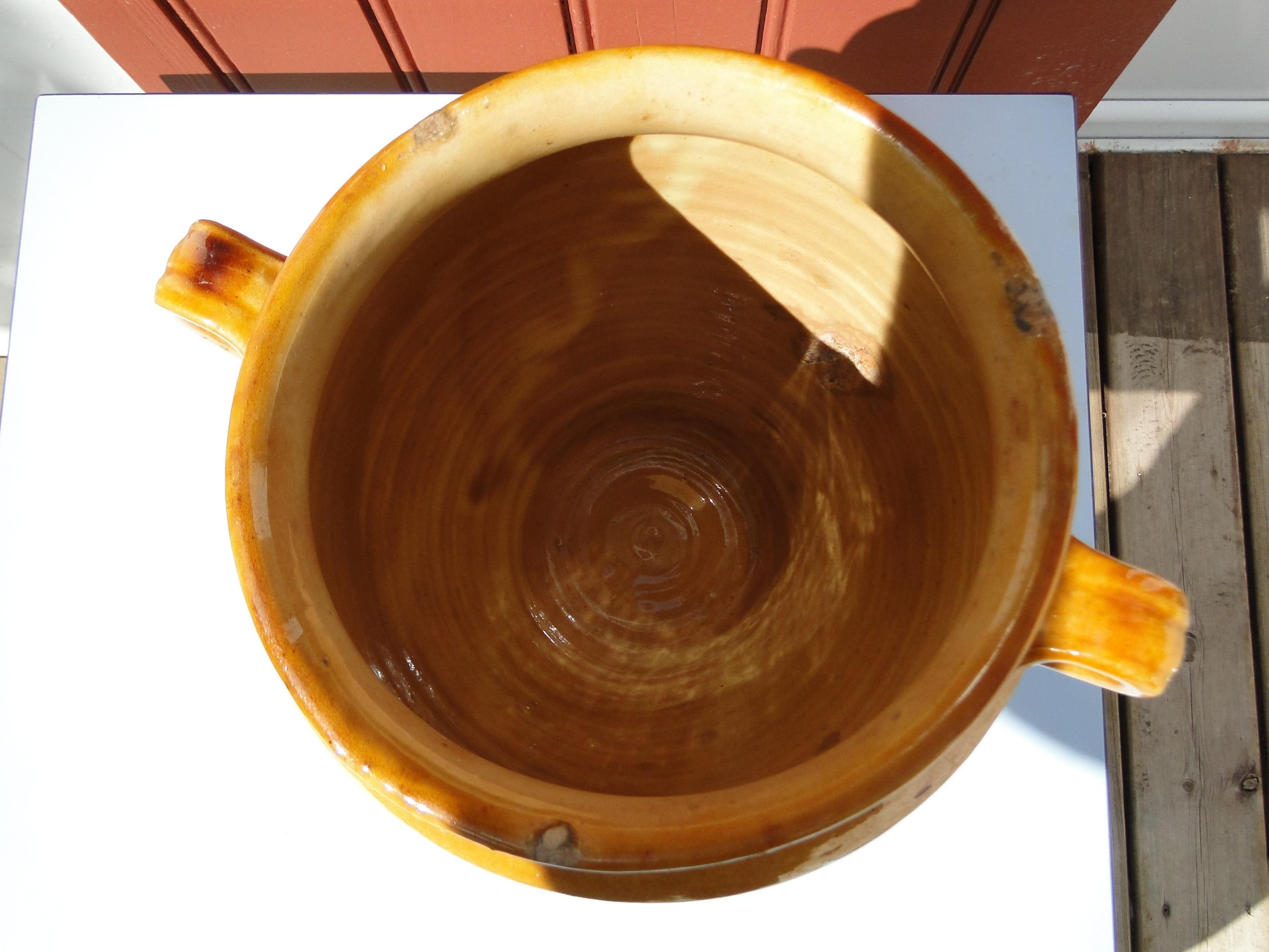 French Antique Confit Yellow Redware Faience Yellowware Art Pottery Pot France For Sale 1