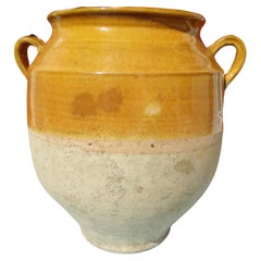 French Antique Confit Yellow Redware Faience Yellowware Art Pottery Pot France