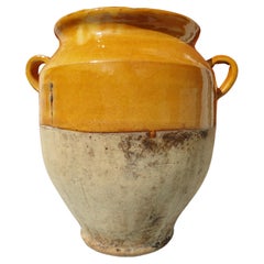 French Antique Confit Yellow Redware Faience Yellowware Art Pottery Pot France