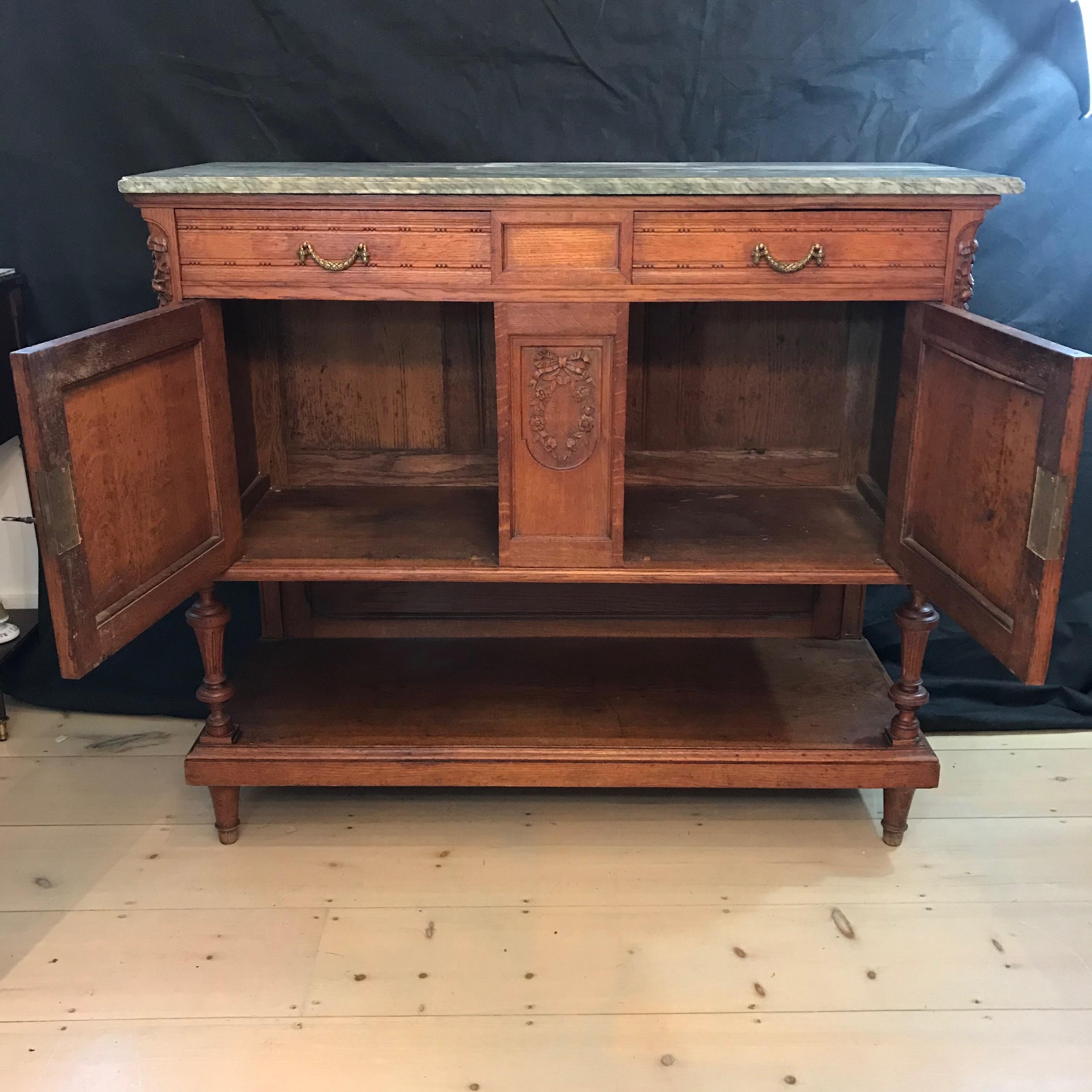 French Antique Console Credenza or Buffet with Beautiful Marble Top 4