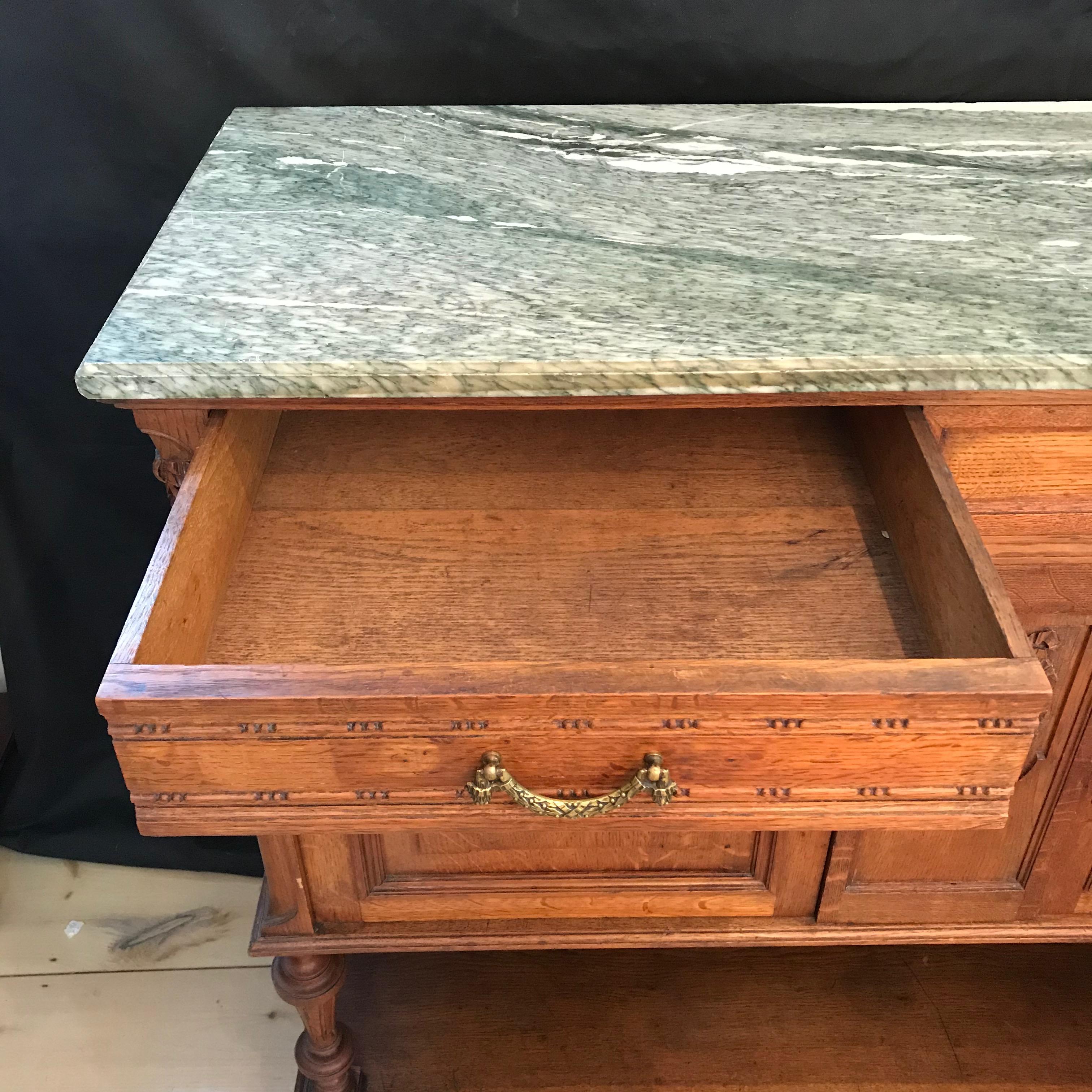 French Antique Console Credenza or Buffet with Beautiful Marble Top 8