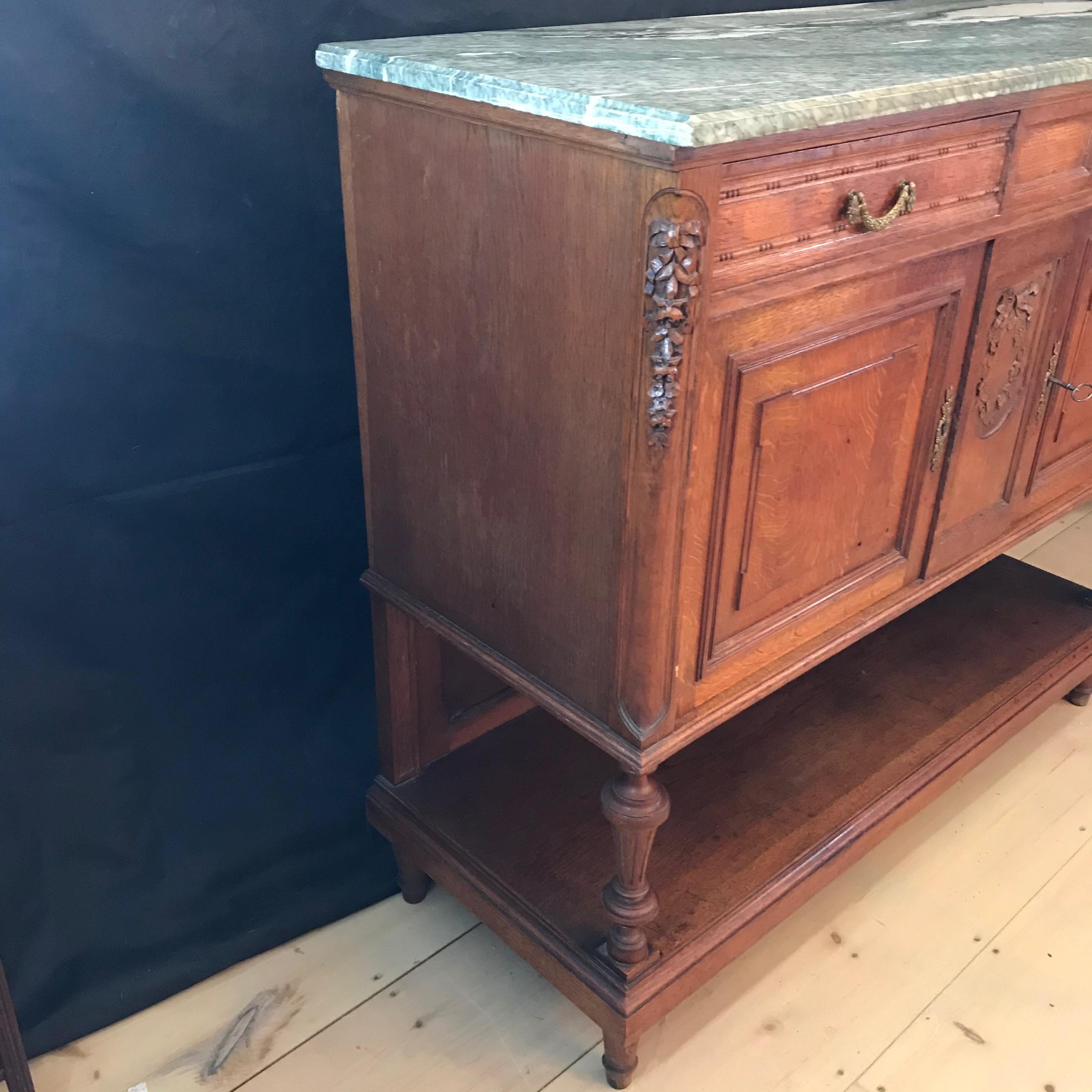 19th Century French Antique Console Credenza or Buffet with Beautiful Marble Top