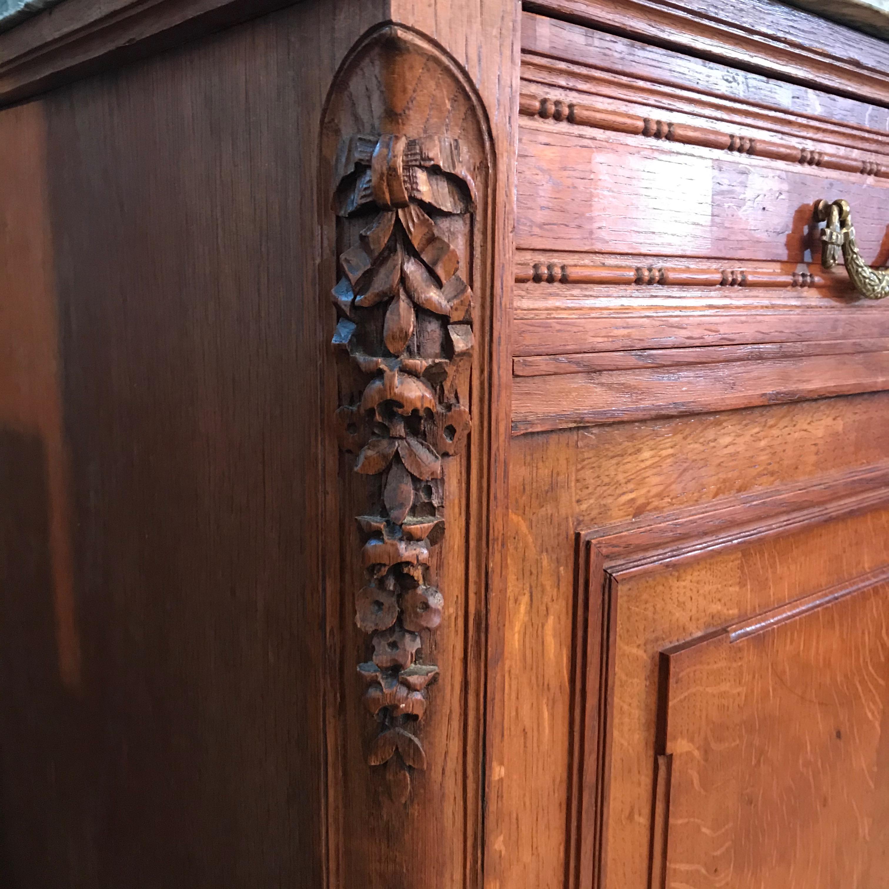 French Antique Console Credenza or Buffet with Beautiful Marble Top 2