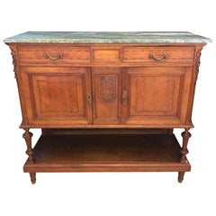 French Antique Console Credenza or Buffet with Beautiful Marble Top