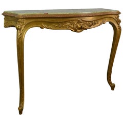 French Antique Console Table, Giltwood and Onyx, Classical Revival, circa 1900