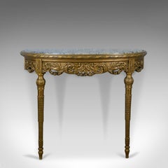 French Antique Console Table, Giltwood, Marble, Classical Revival, Pier