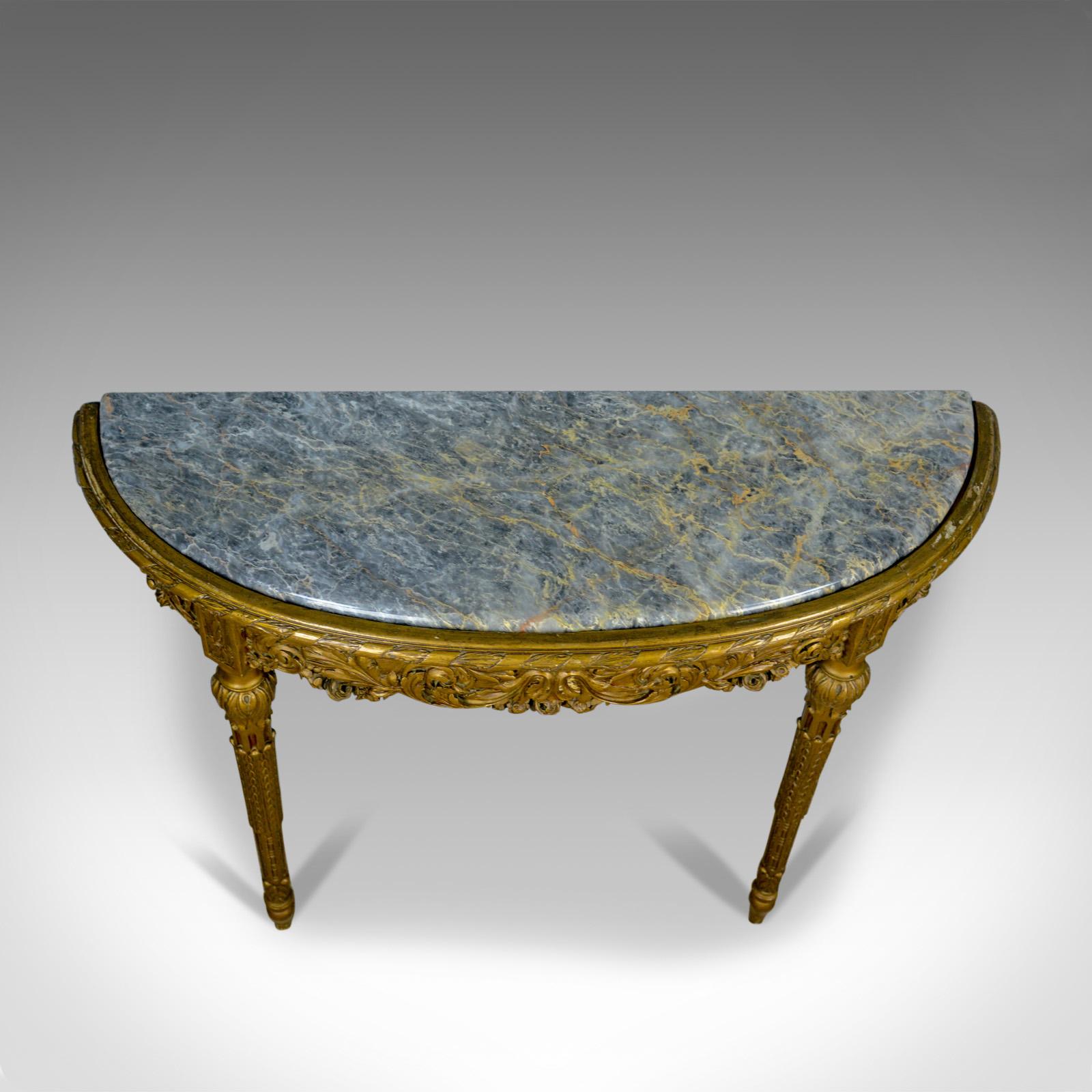 Neoclassical Revival French Antique Console Table, Giltwood, Marble, Classical Revival, Pier