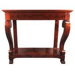 French Antique Console Table, Restoration Period, 1815-1820, Mahogany