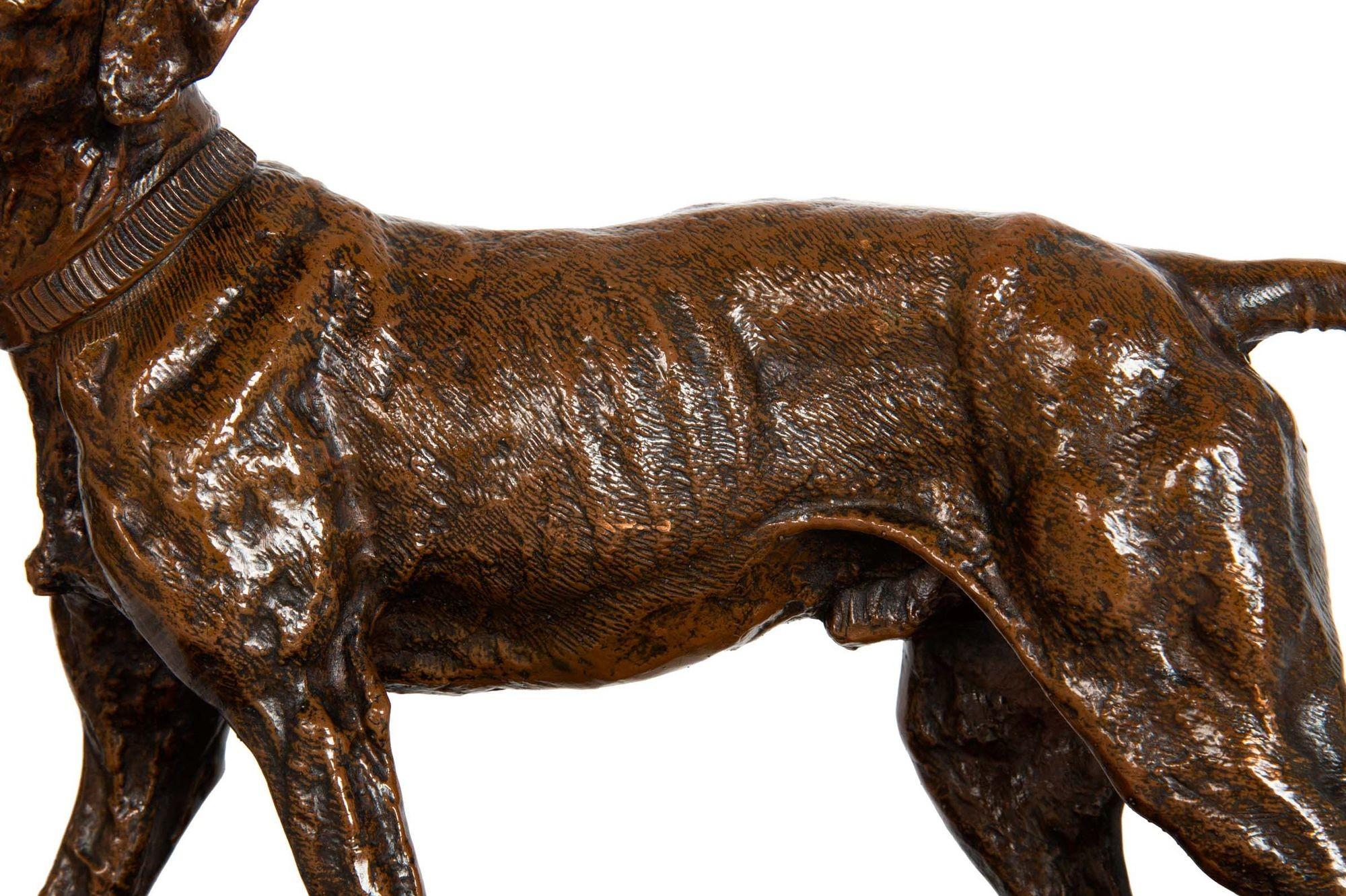 French Antique Copper-Electrotype Sculpture “Chien Braque”, Pierre-Jules Mêne For Sale 5