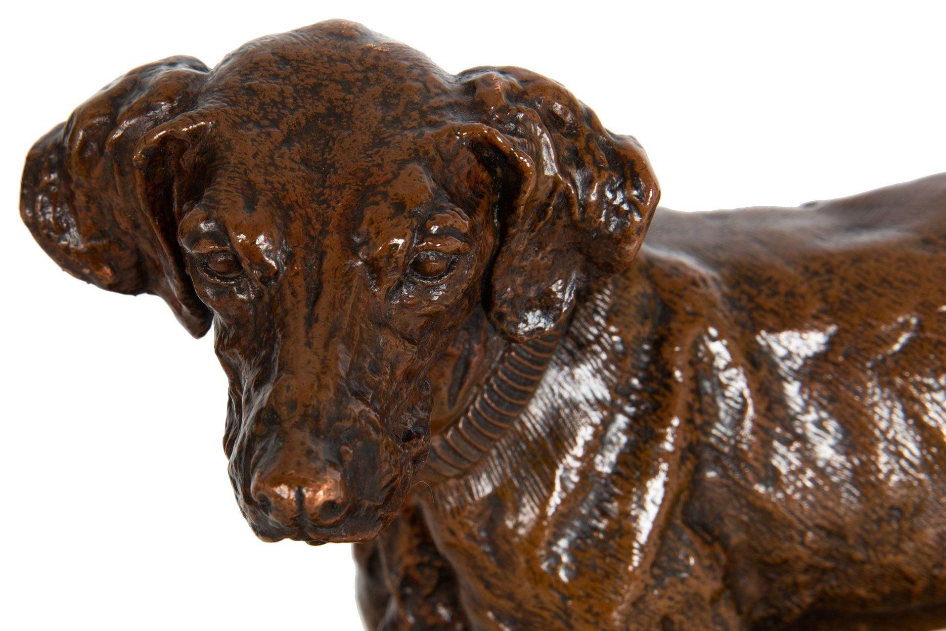 French Antique Copper-Electrotype Sculpture “Chien Braque”, Pierre-Jules Mêne For Sale 8