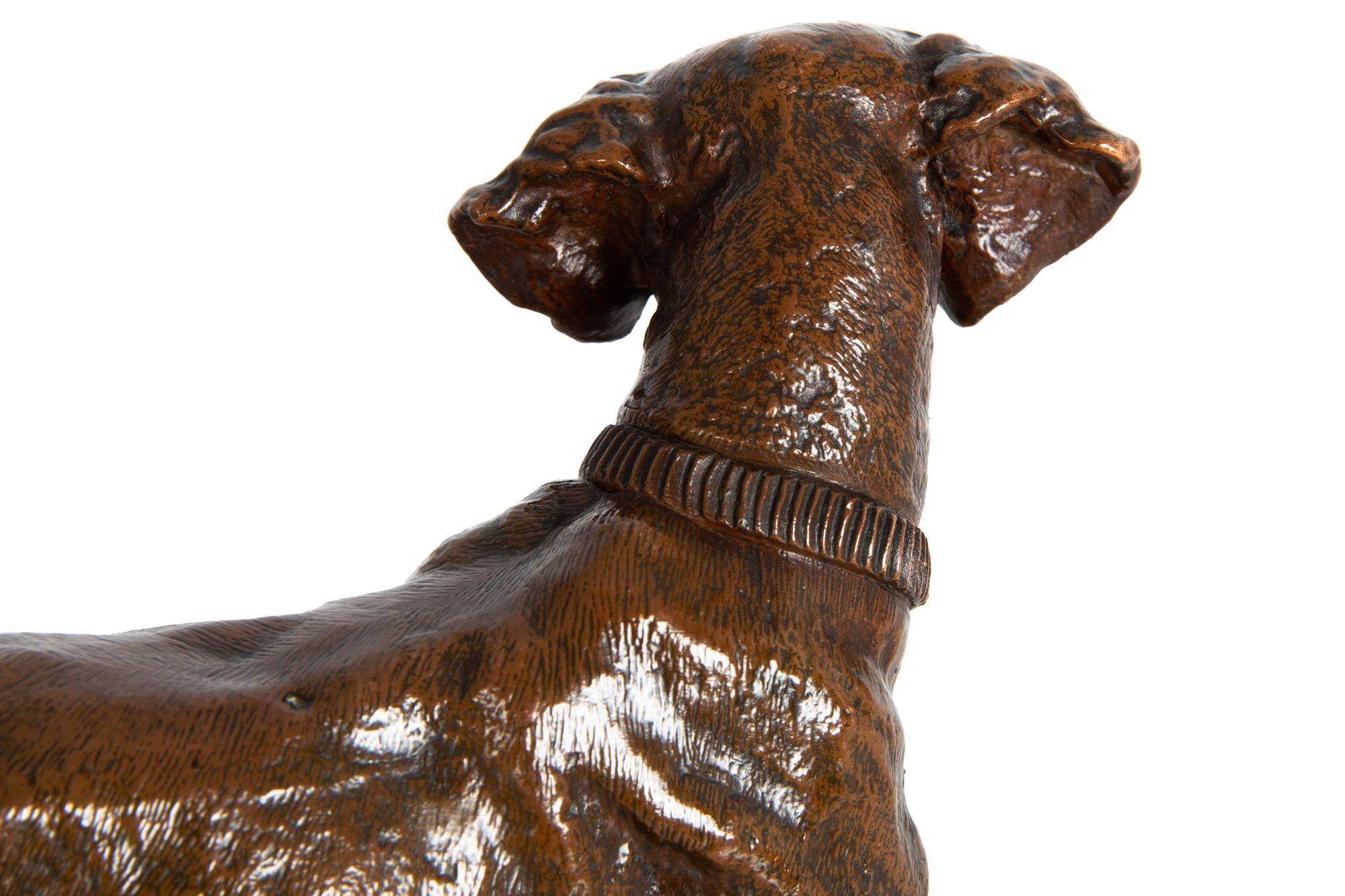French Antique Copper-Electrotype Sculpture “Chien Braque”, Pierre-Jules Mêne For Sale 9