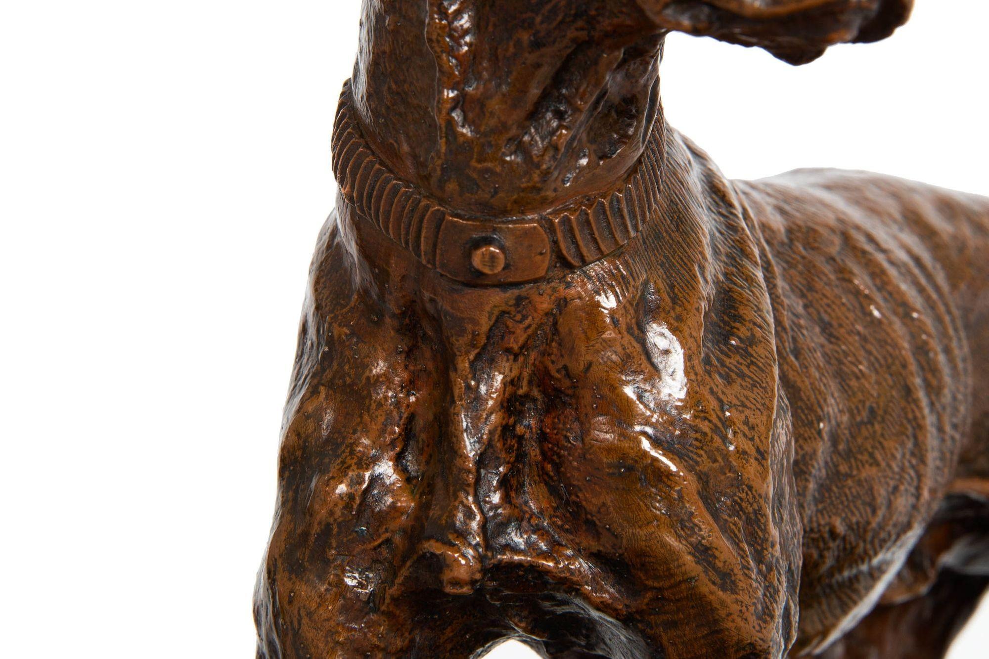 French Antique Copper-Electrotype Sculpture “Chien Braque”, Pierre-Jules Mêne For Sale 10