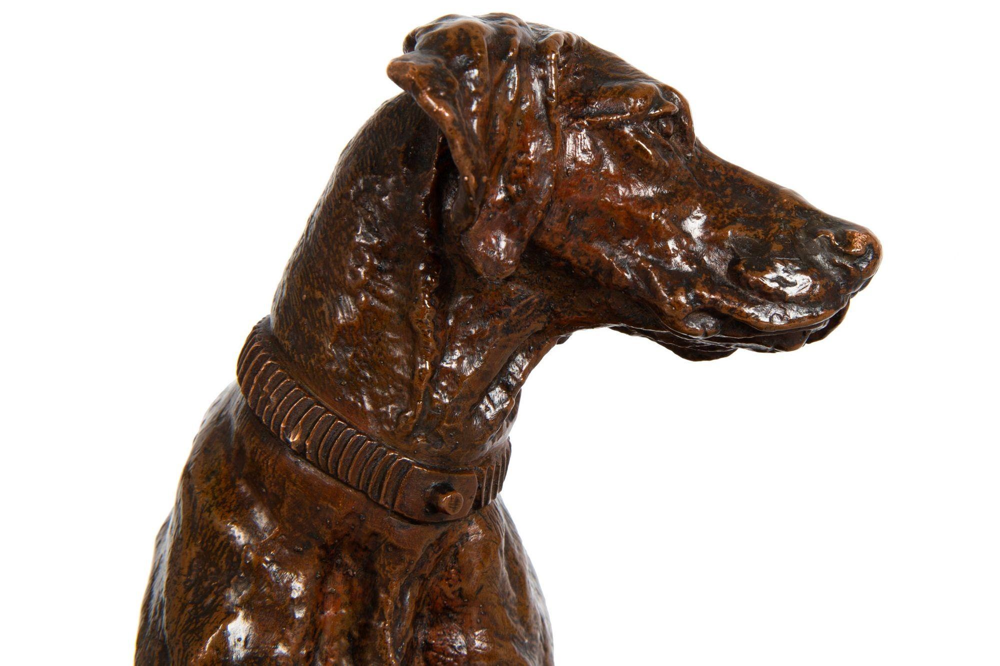 French Antique Copper-Electrotype Sculpture “Chien Braque”, Pierre-Jules Mêne For Sale 1
