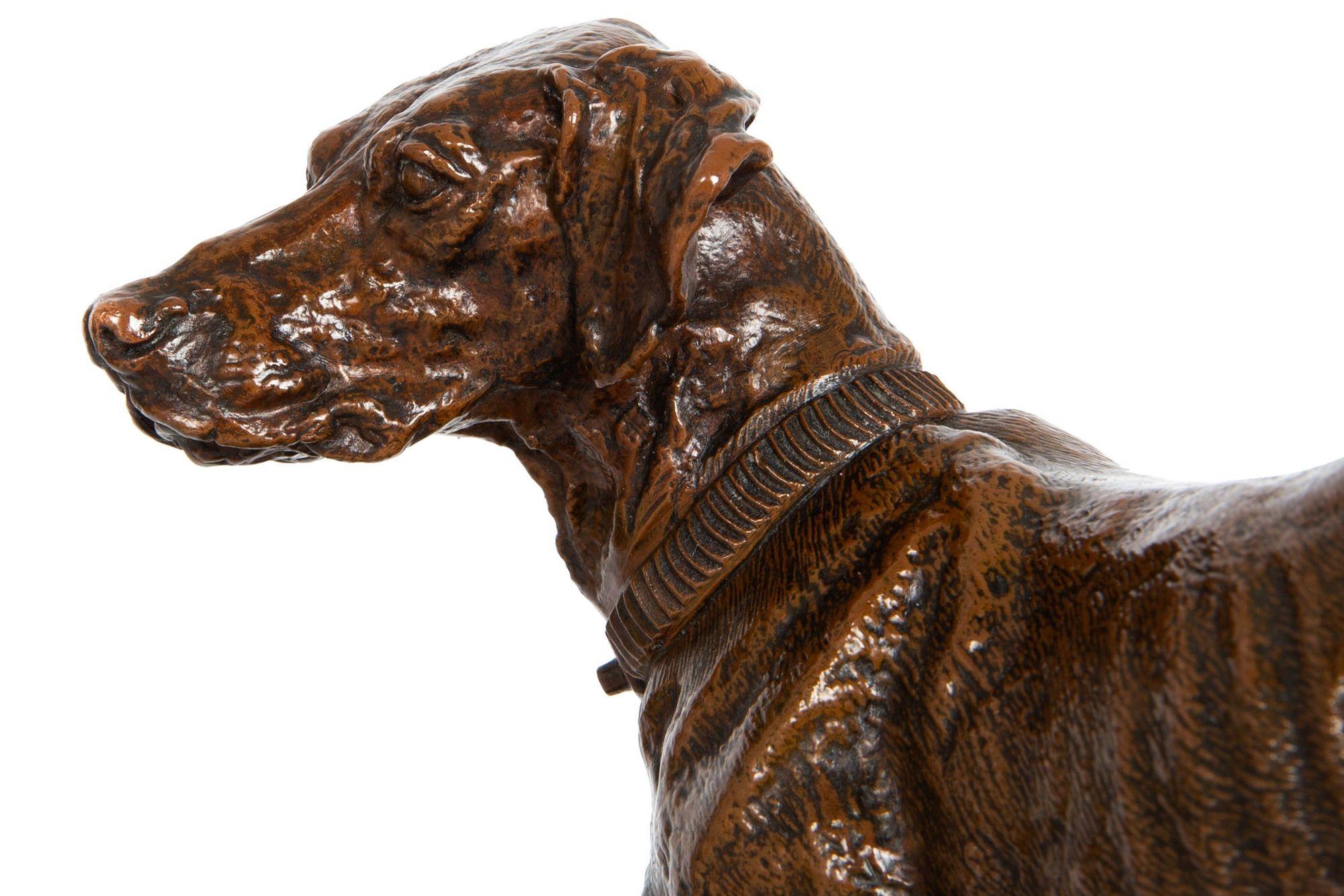 French Antique Copper-Electrotype Sculpture “Chien Braque”, Pierre-Jules Mêne For Sale 2