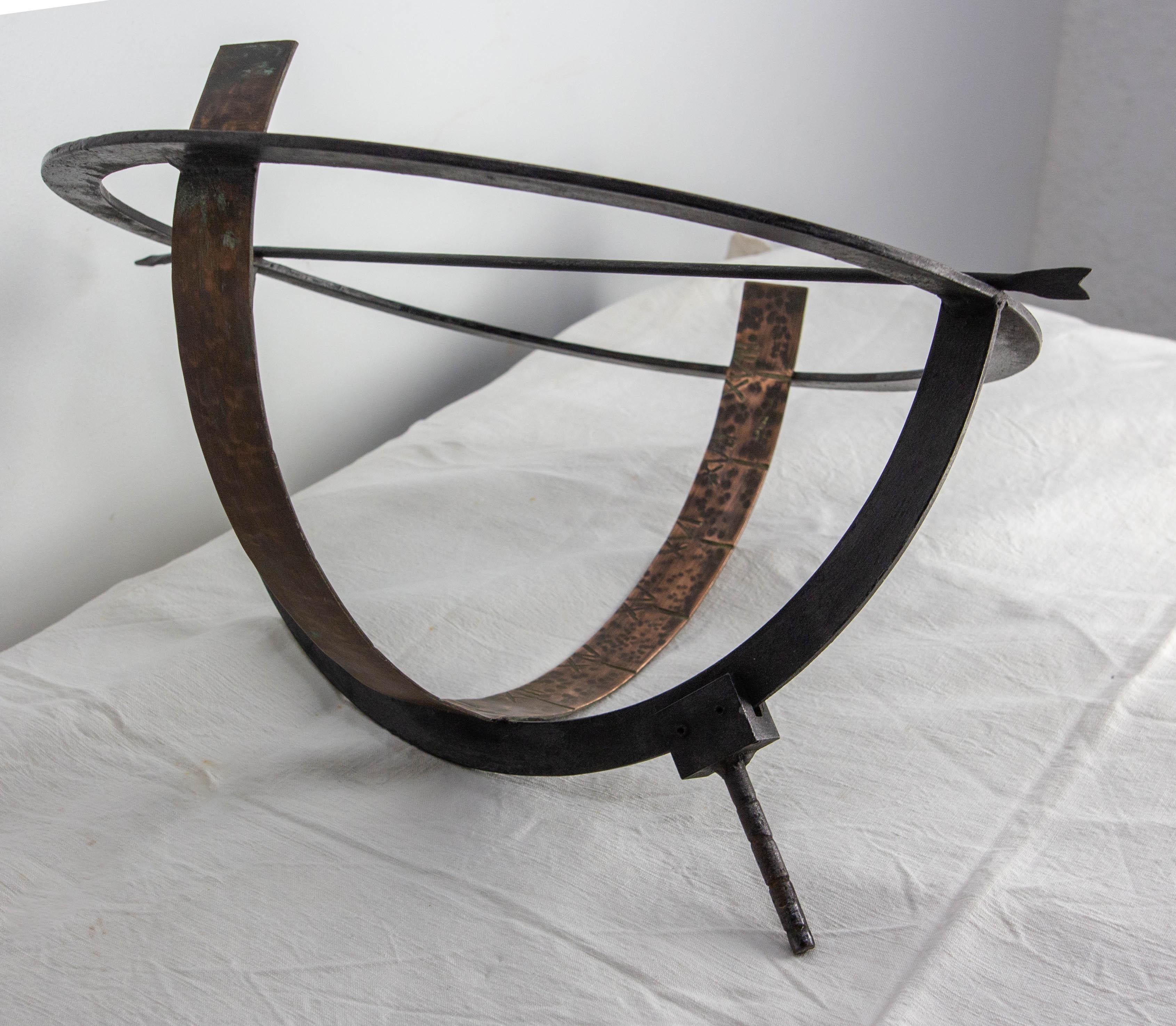 French Antique Copper & Iron Garden Sundial late 19th Century For Sale 10