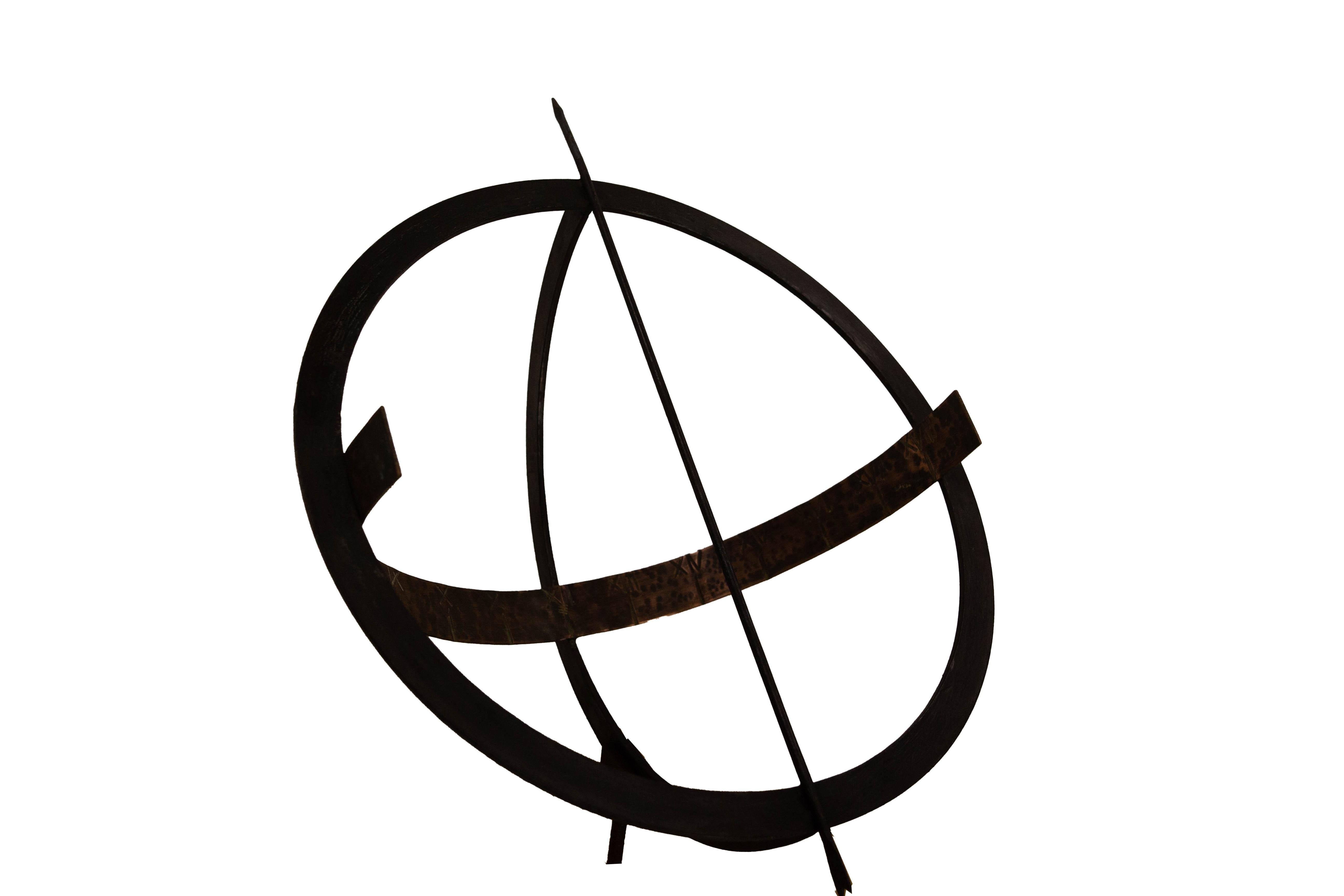 French Antique Copper & Iron Garden Sundial late 19th Century In Good Condition For Sale In Labrit, Landes