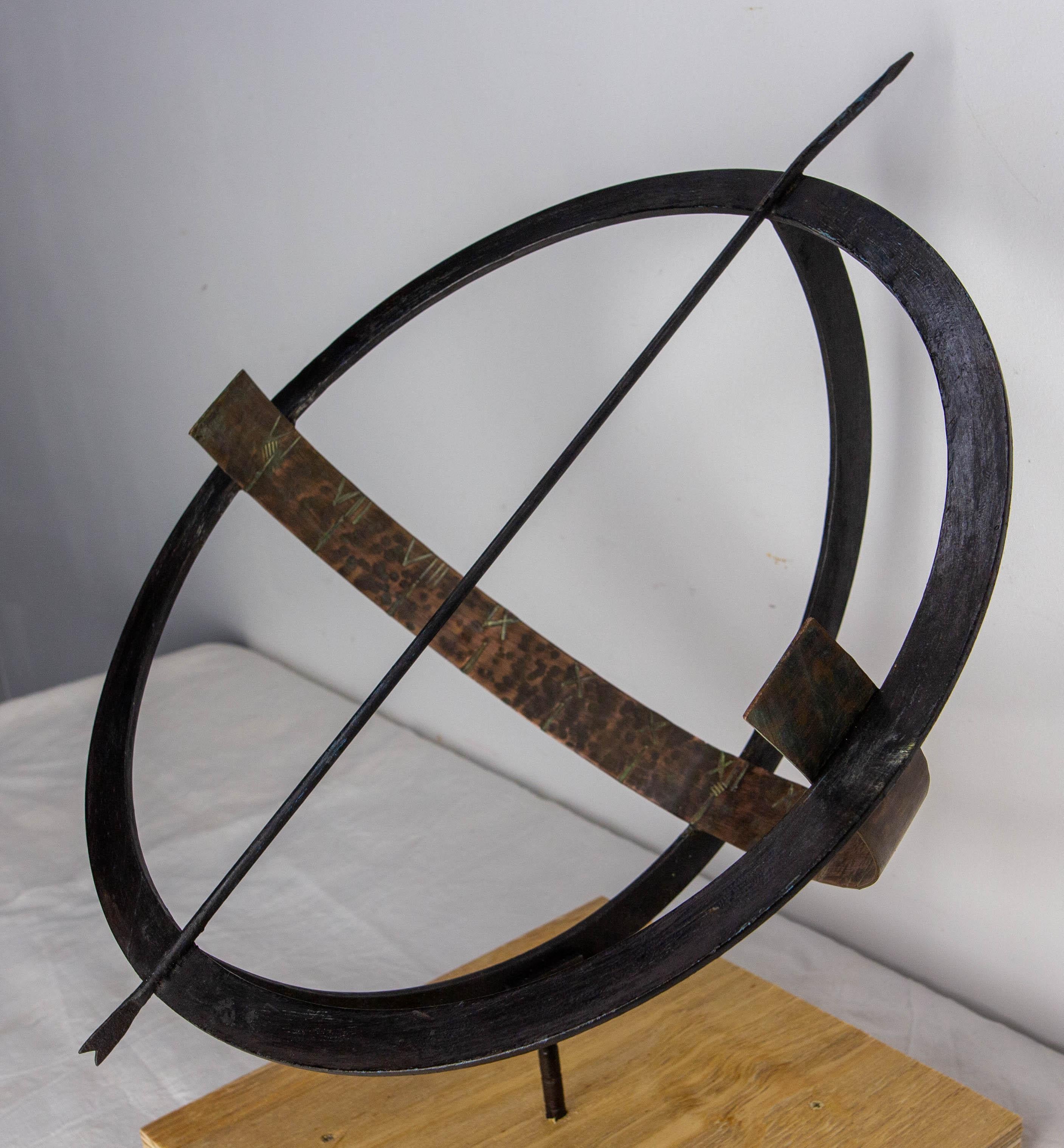French Antique Copper & Iron Garden Sundial late 19th Century For Sale 5