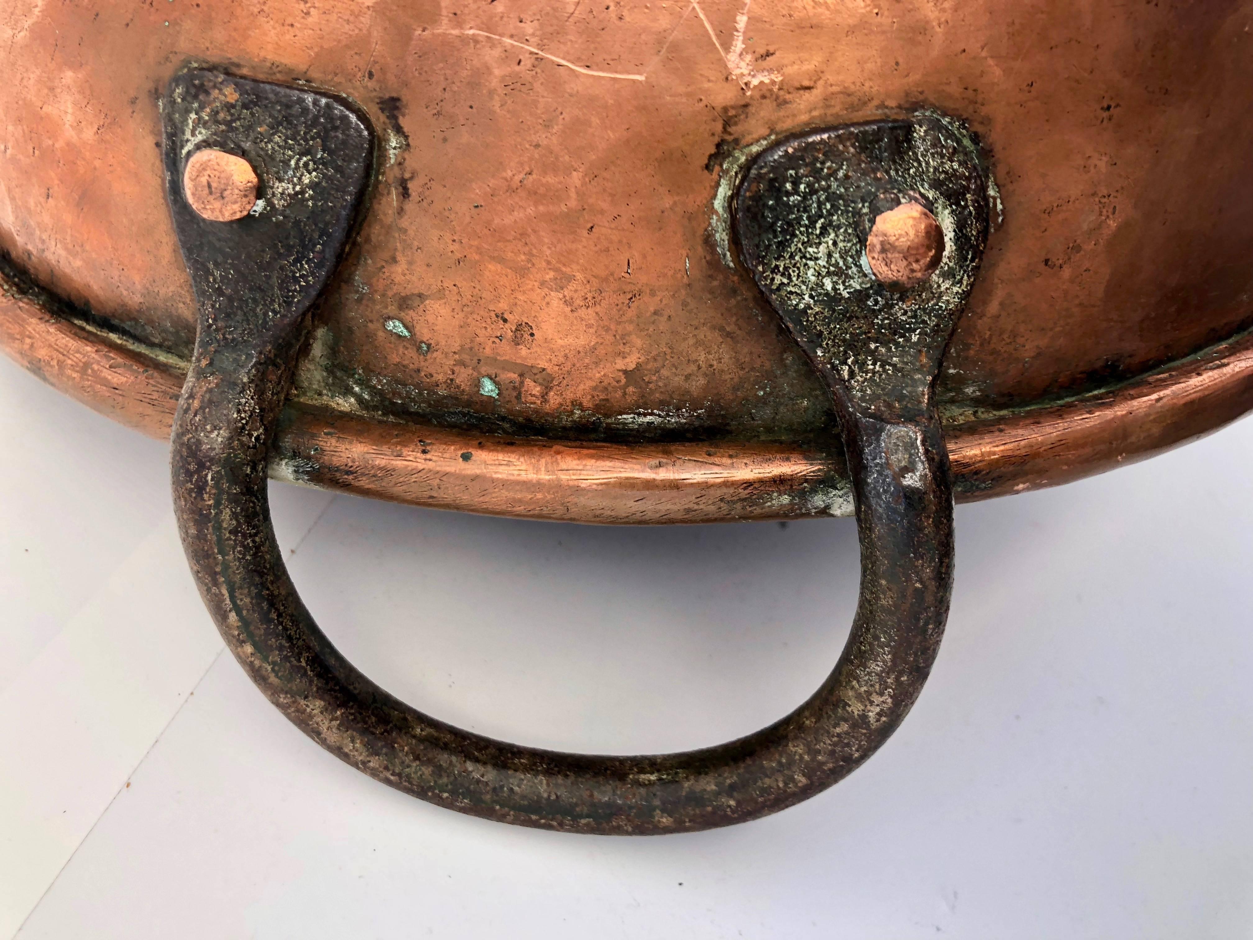 Repoussé French Antique Copper Preserving Pan 