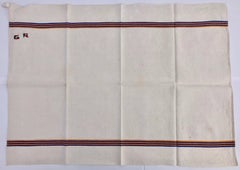 Antique Cotton Kitchen Towels, Embroidered with "GR" Initials, Set of Four