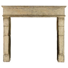 French Antique Country and Chique Rustic Limestone Fireplace Surround