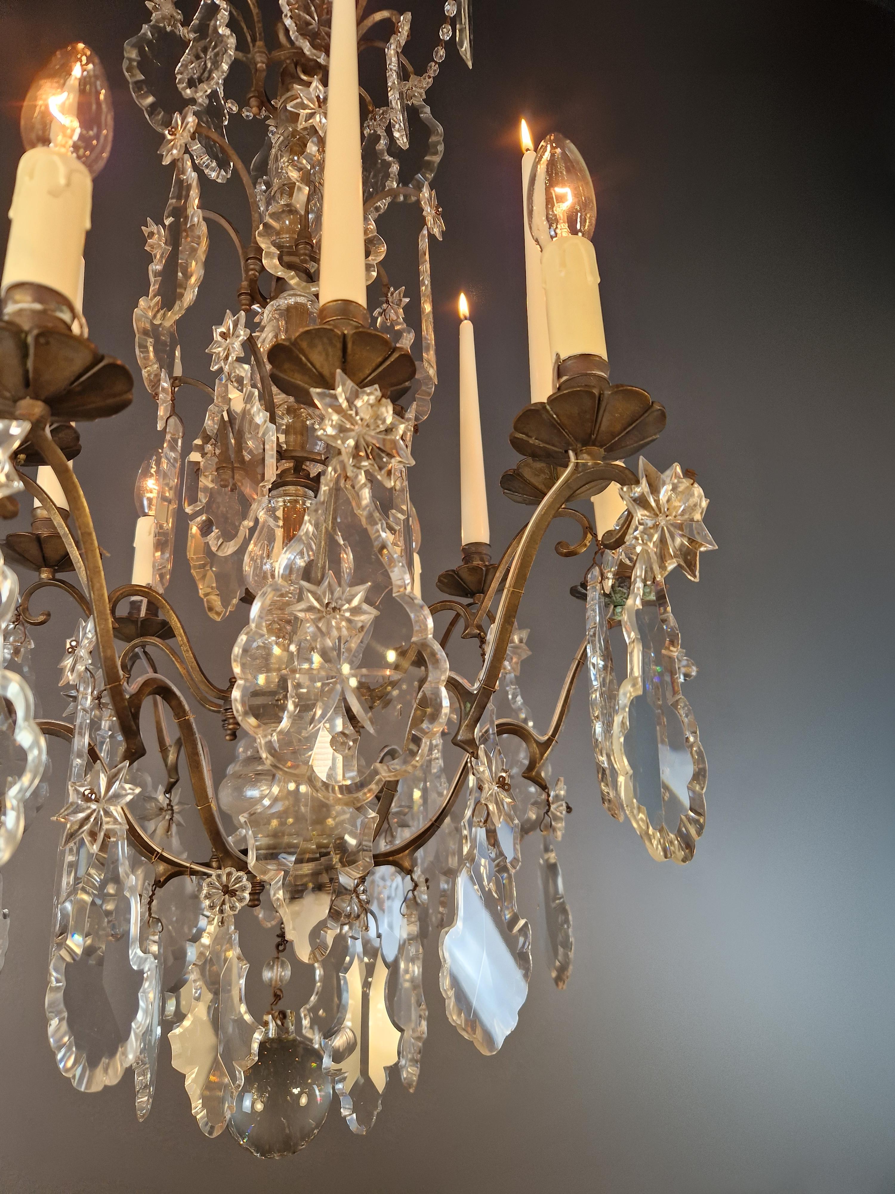 Antique French Lampadario di Cristallo Ottone Lucentezza Fatto a mano Restaurato Vittoriano in vendita 5