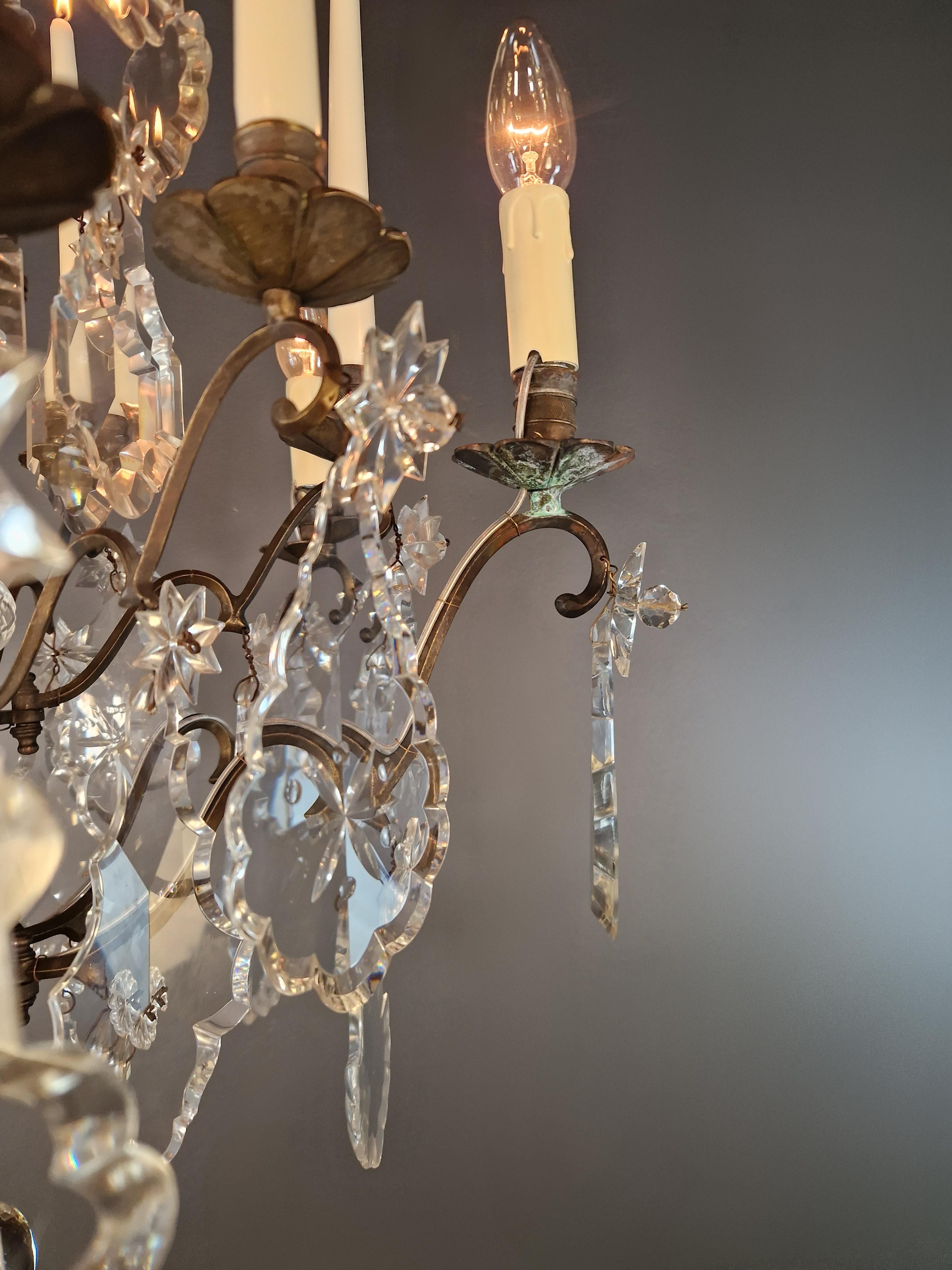 Antique French Lampadario di Cristallo Ottone Lucentezza Fatto a mano Restaurato Vittoriano in vendita 6