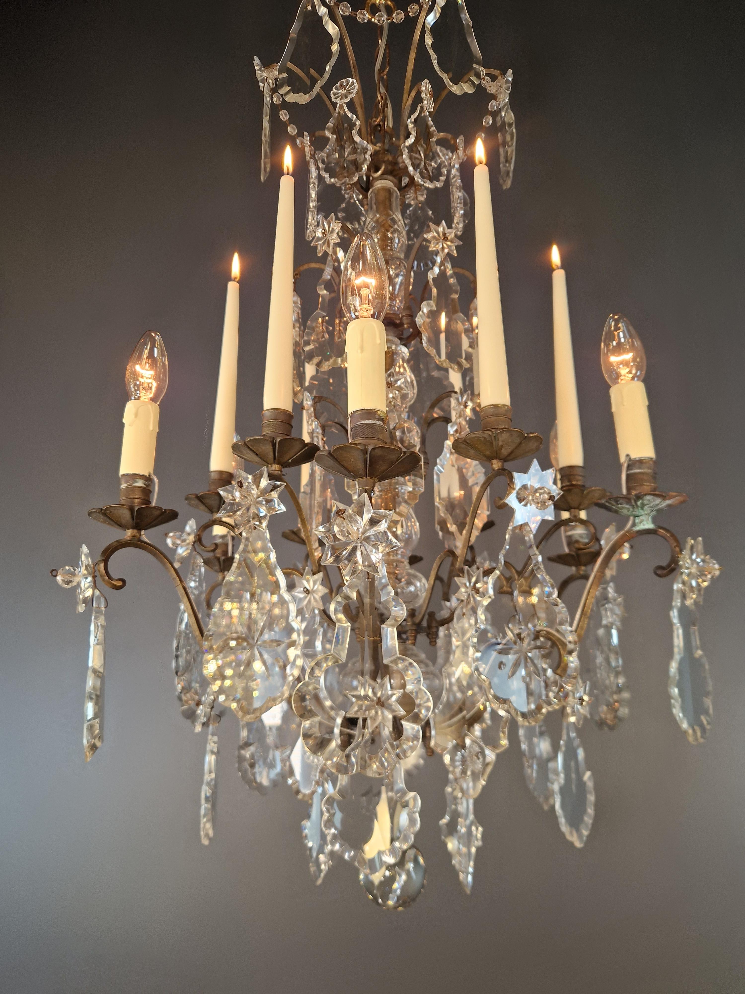 Antique French Lampadario di Cristallo Ottone Lucentezza Fatto a mano Restaurato Vittoriano in vendita 1