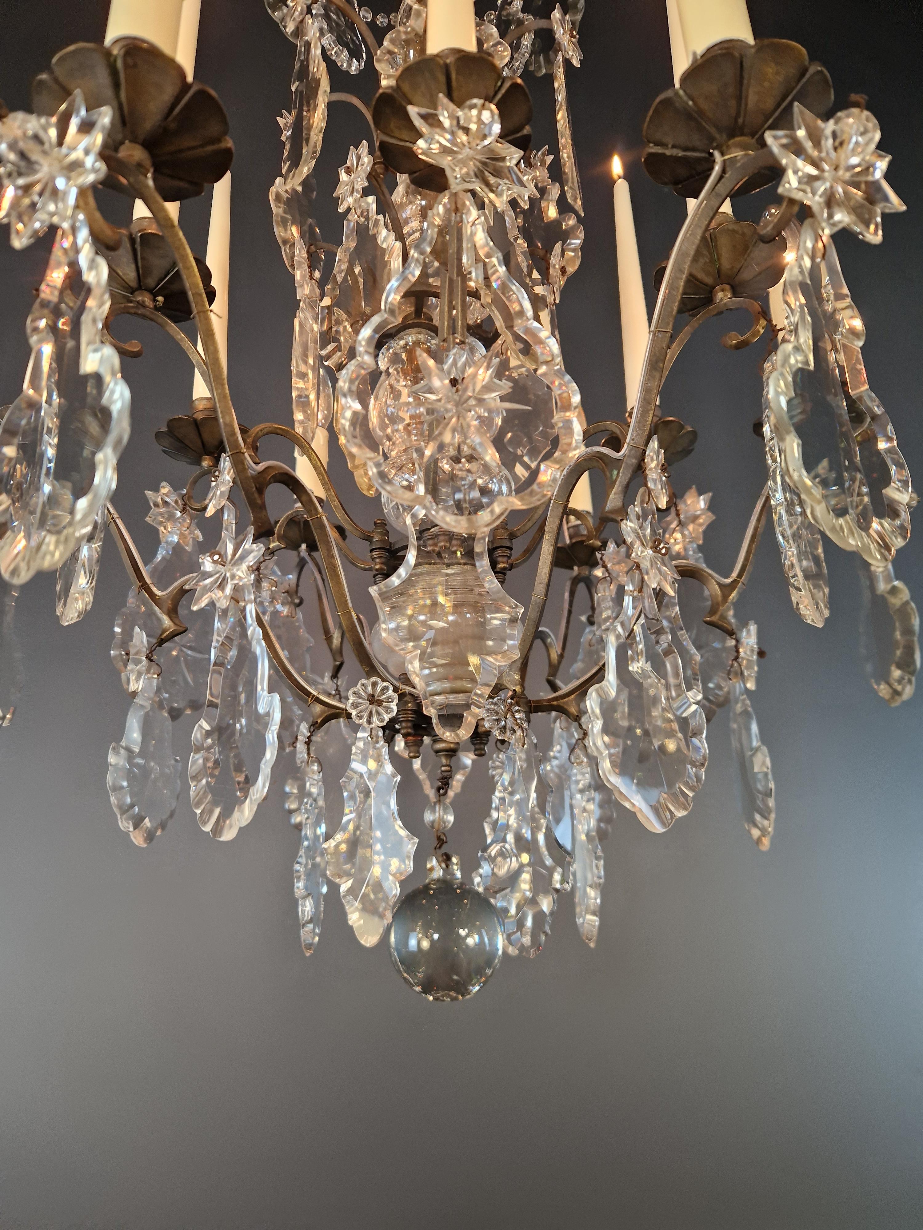 Antique French Lampadario di Cristallo Ottone Lucentezza Fatto a mano Restaurato Vittoriano in vendita 3