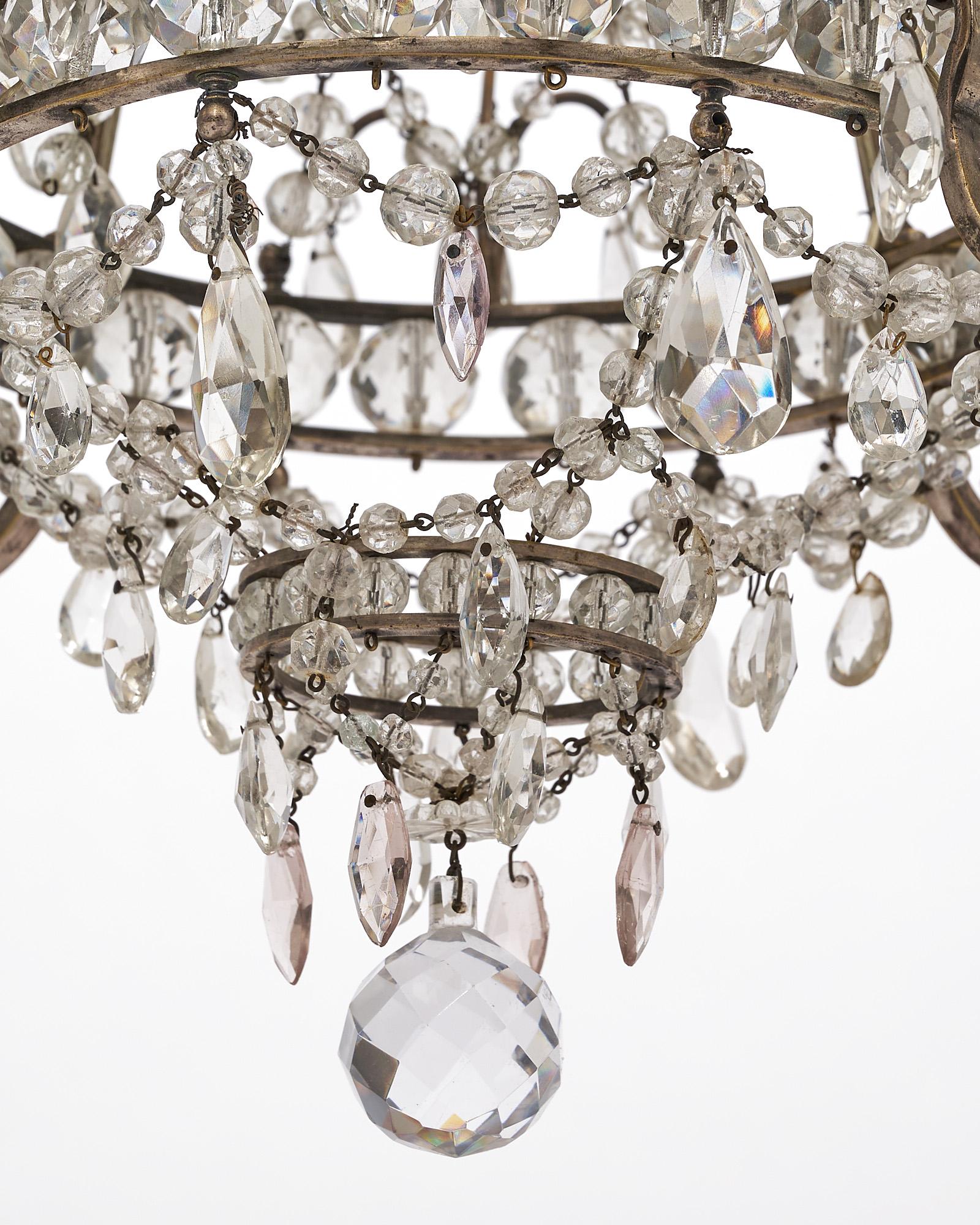 French, Antique Crystal Chandelier In Good Condition For Sale In Austin, TX