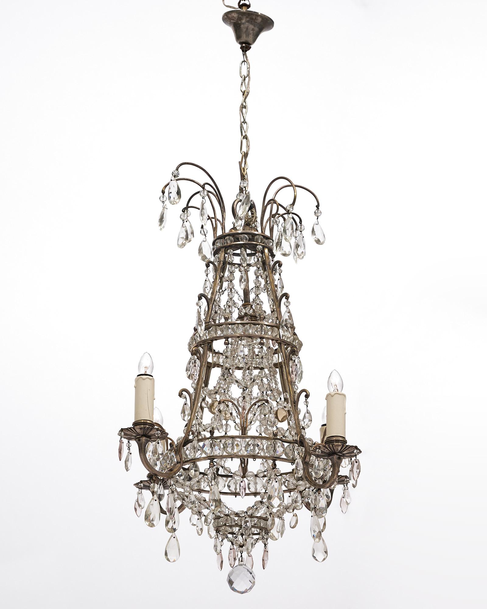 Early 20th Century French, Antique Crystal Chandelier For Sale
