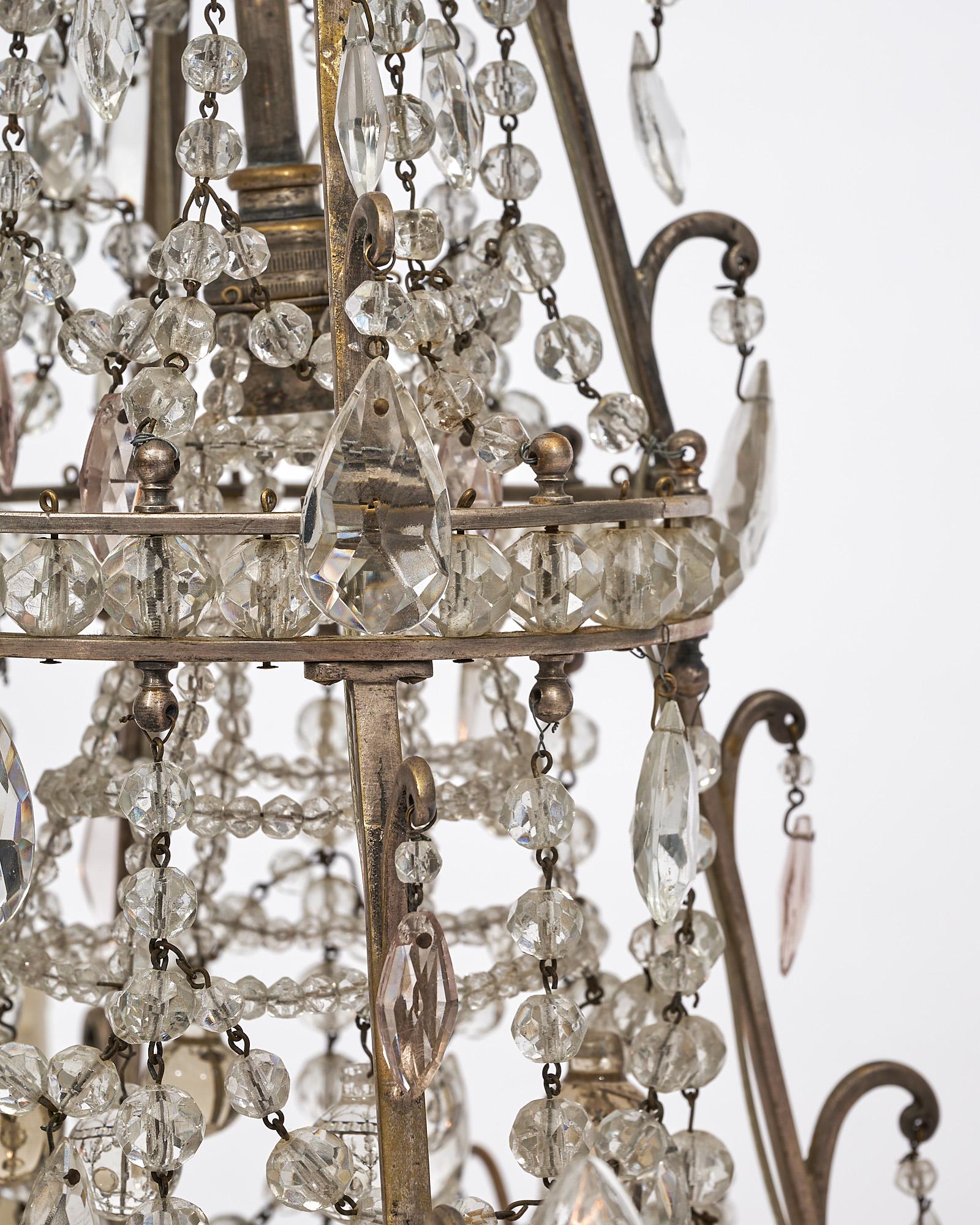 Metal French, Antique Crystal Chandelier For Sale