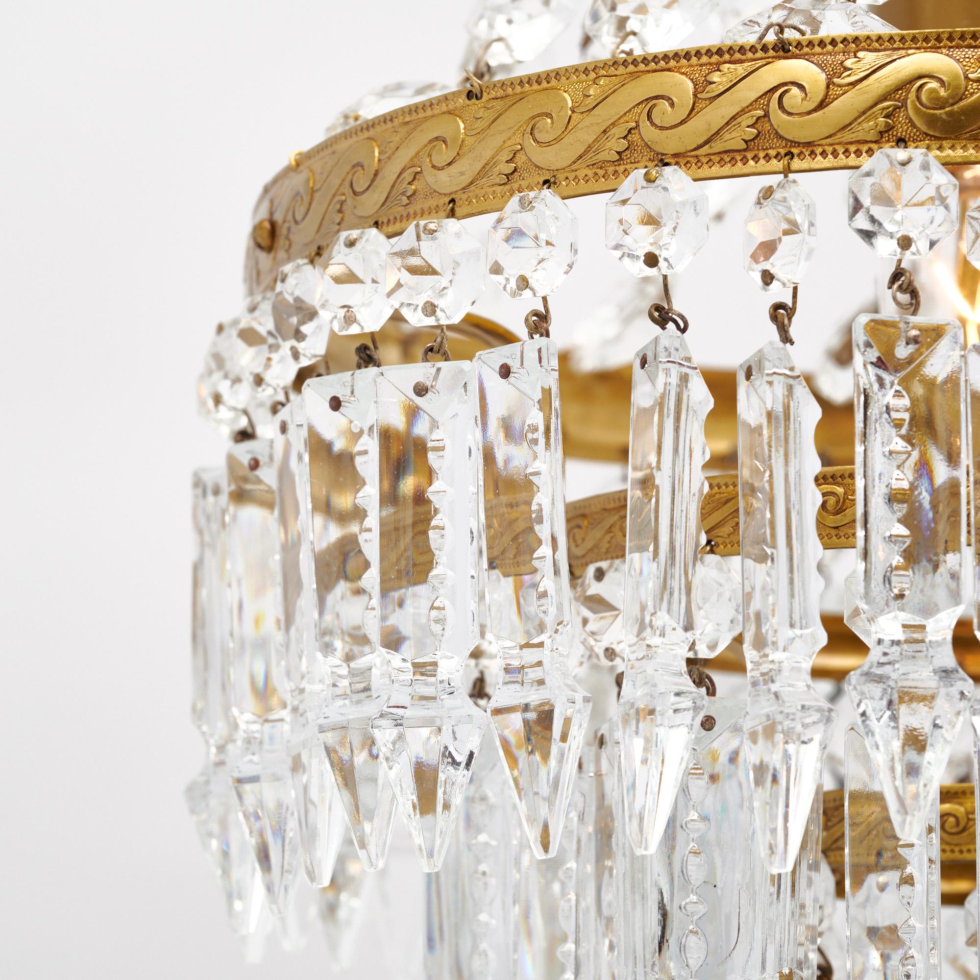 Laiton Lustre en cristal Antique French en vente